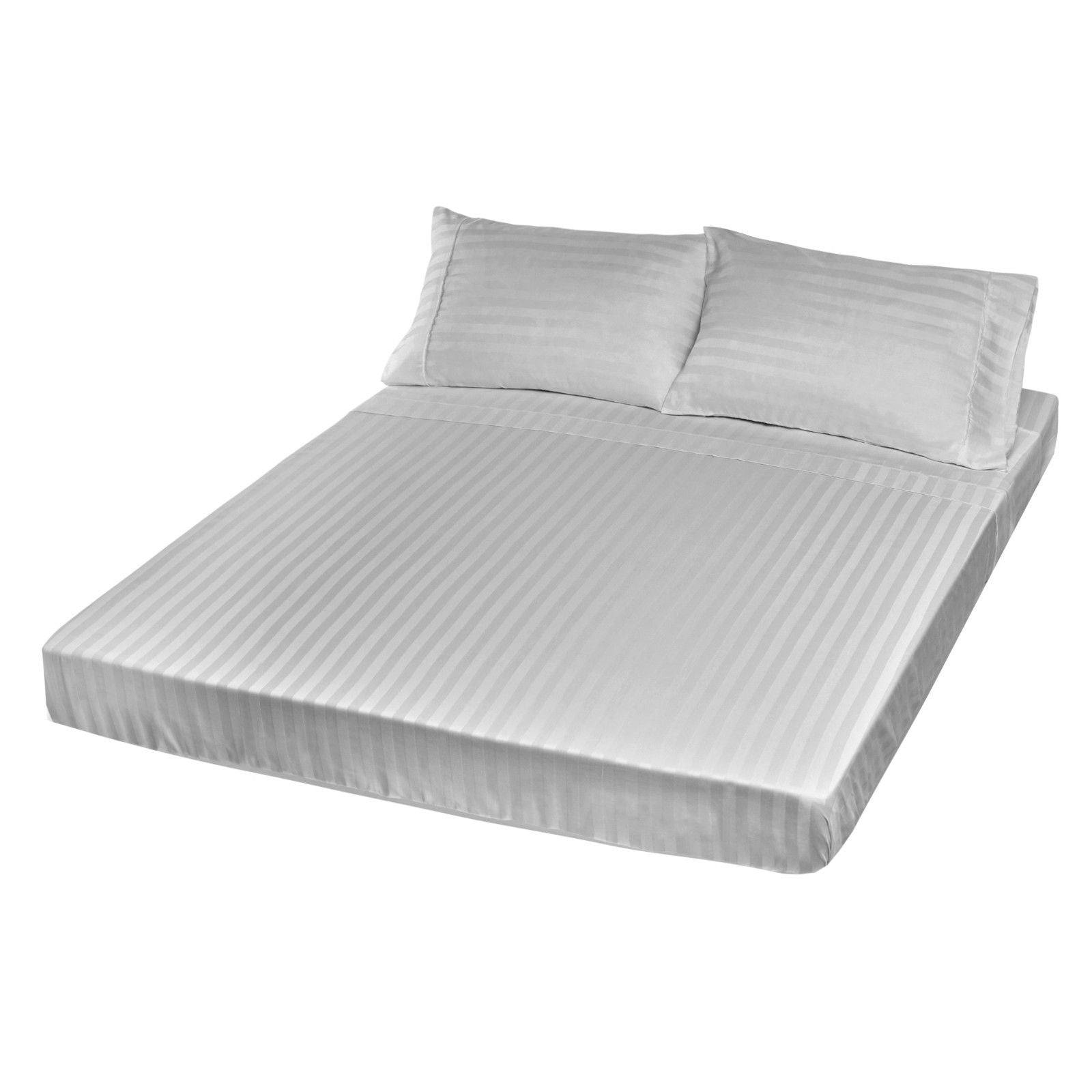 Bed Sheets: Royal Comfort 1200TC Sheet Set Damask Cotton Blend Ultra Soft Sateen Bedding - Queen - Silver