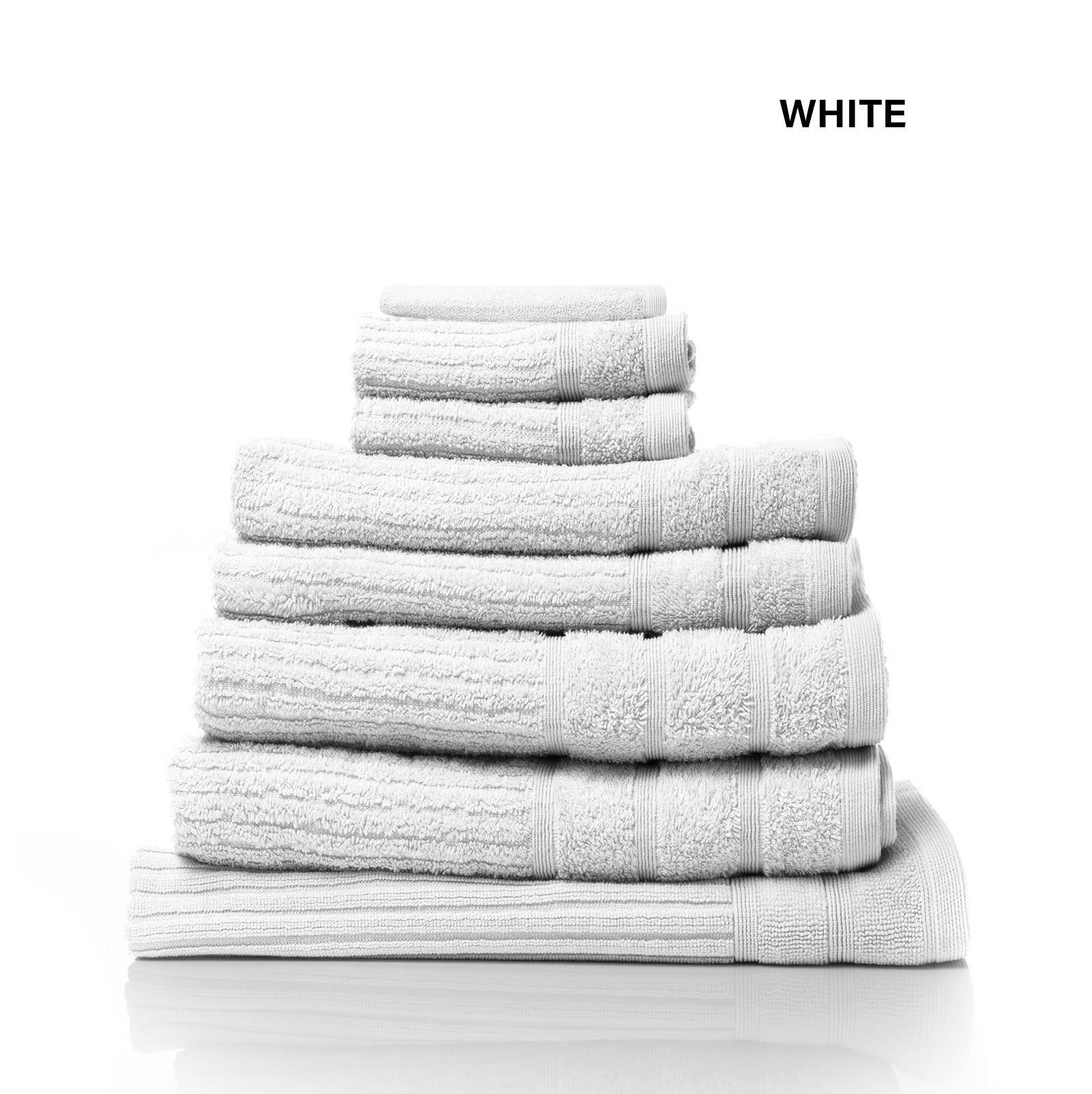 Bath Towels & Robes: Royal Comfort Eden Egyptian Cotton 600GSM 8 Piece Luxury Bath Towels Set - White