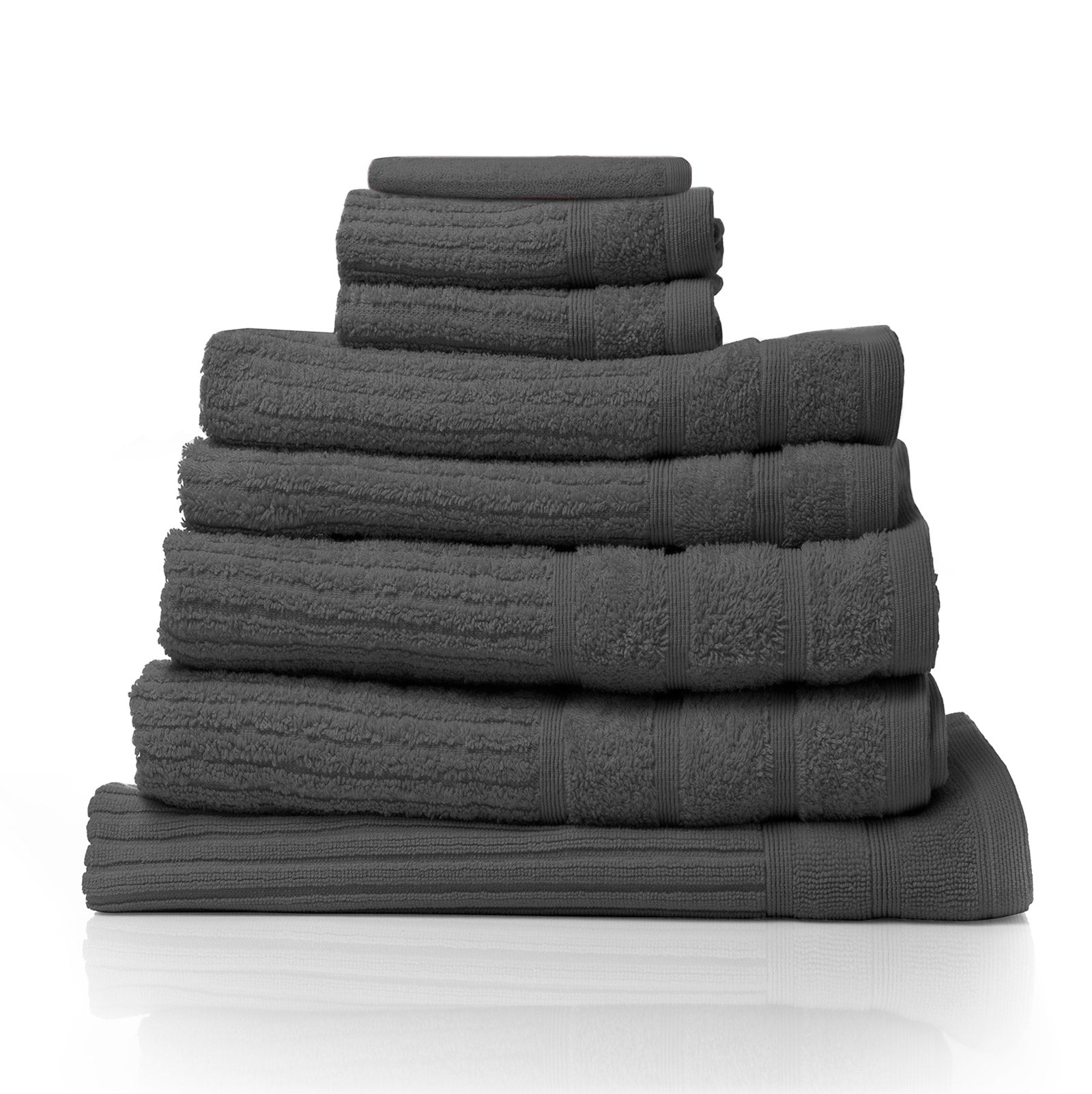Bath Towels & Robes: Royal Comfort Eden Egyptian Cotton 600GSM 8 Piece Luxury Bath Towels Set - Granite
