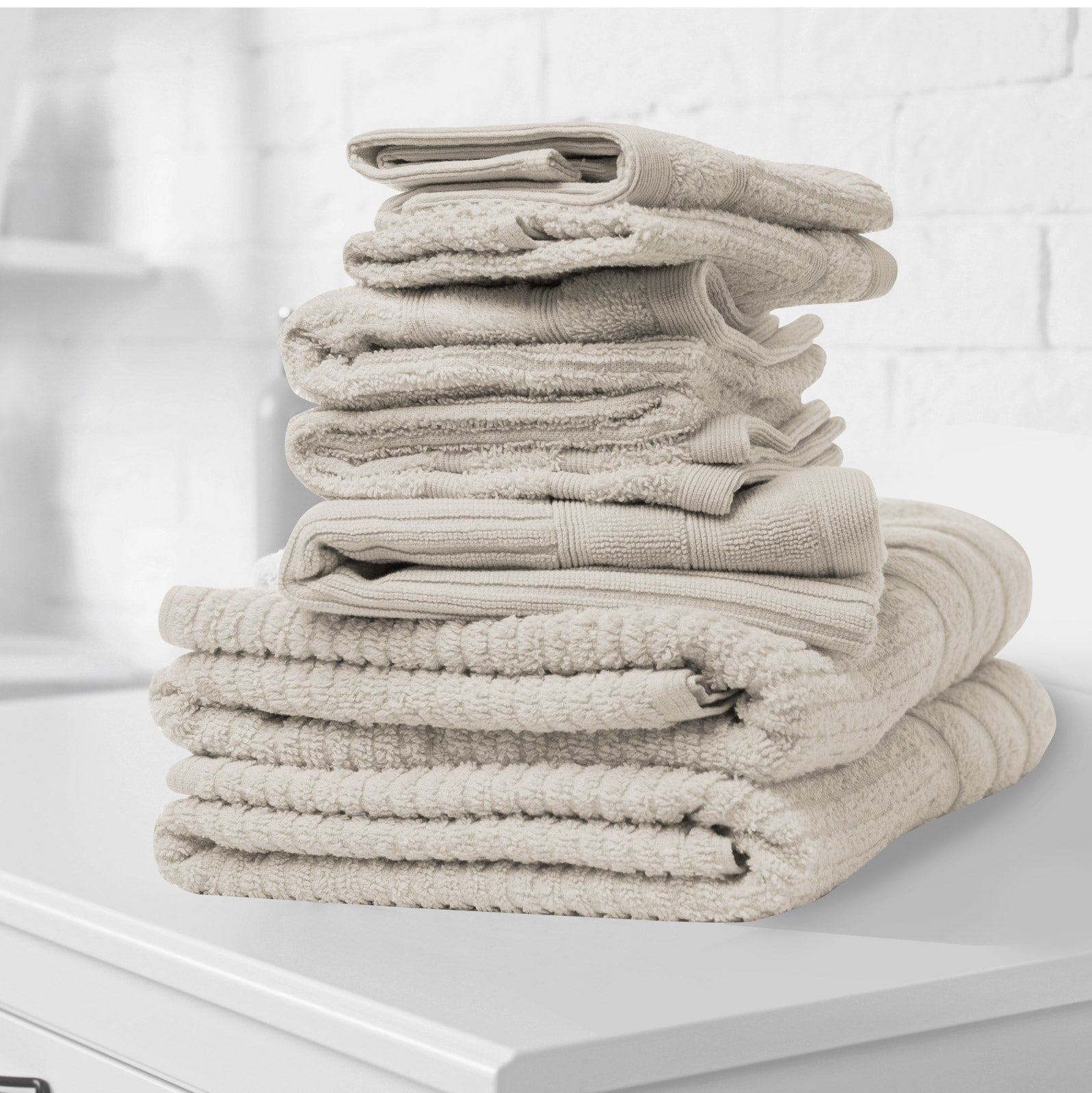 Bath Towels & Robes: Royal Comfort Eden Egyptian Cotton 600GSM 8 Piece Luxury Bath Towels Set - Beige