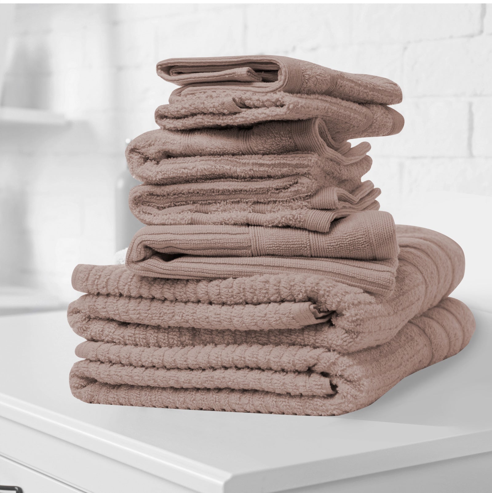 Bath Towels & Robes: Royal Comfort Eden Egyptian Cotton 600GSM 8 Piece Luxury Bath Towels Set - Rose