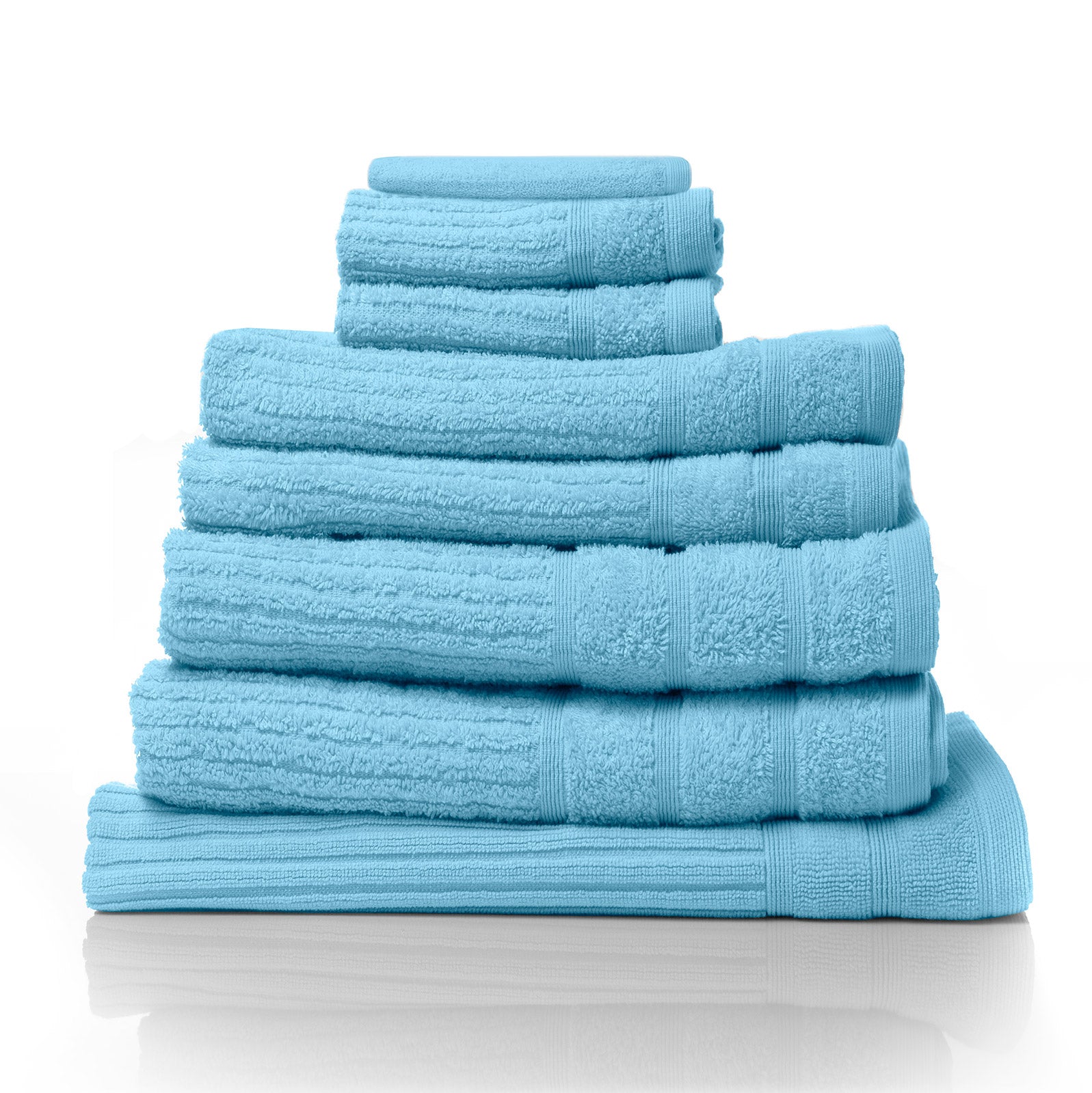 Bath Towels & Robes: Royal Comfort Eden Egyptian Cotton 600GSM 8 Piece Luxury Bath Towels Set - Aqua