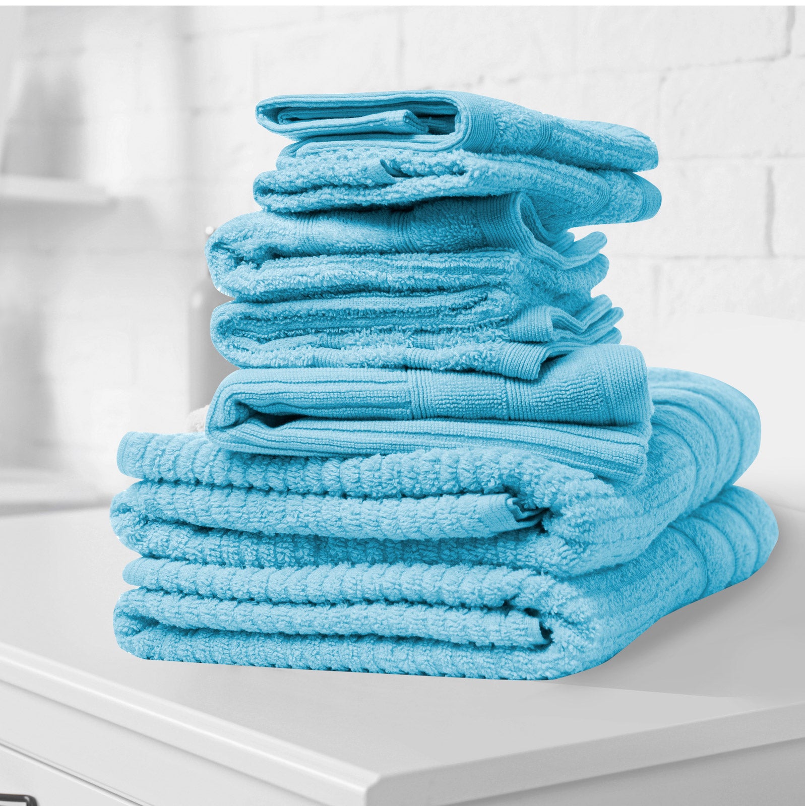 Bath Towels & Robes: Royal Comfort Eden Egyptian Cotton 600GSM 8 Piece Luxury Bath Towels Set - Aqua