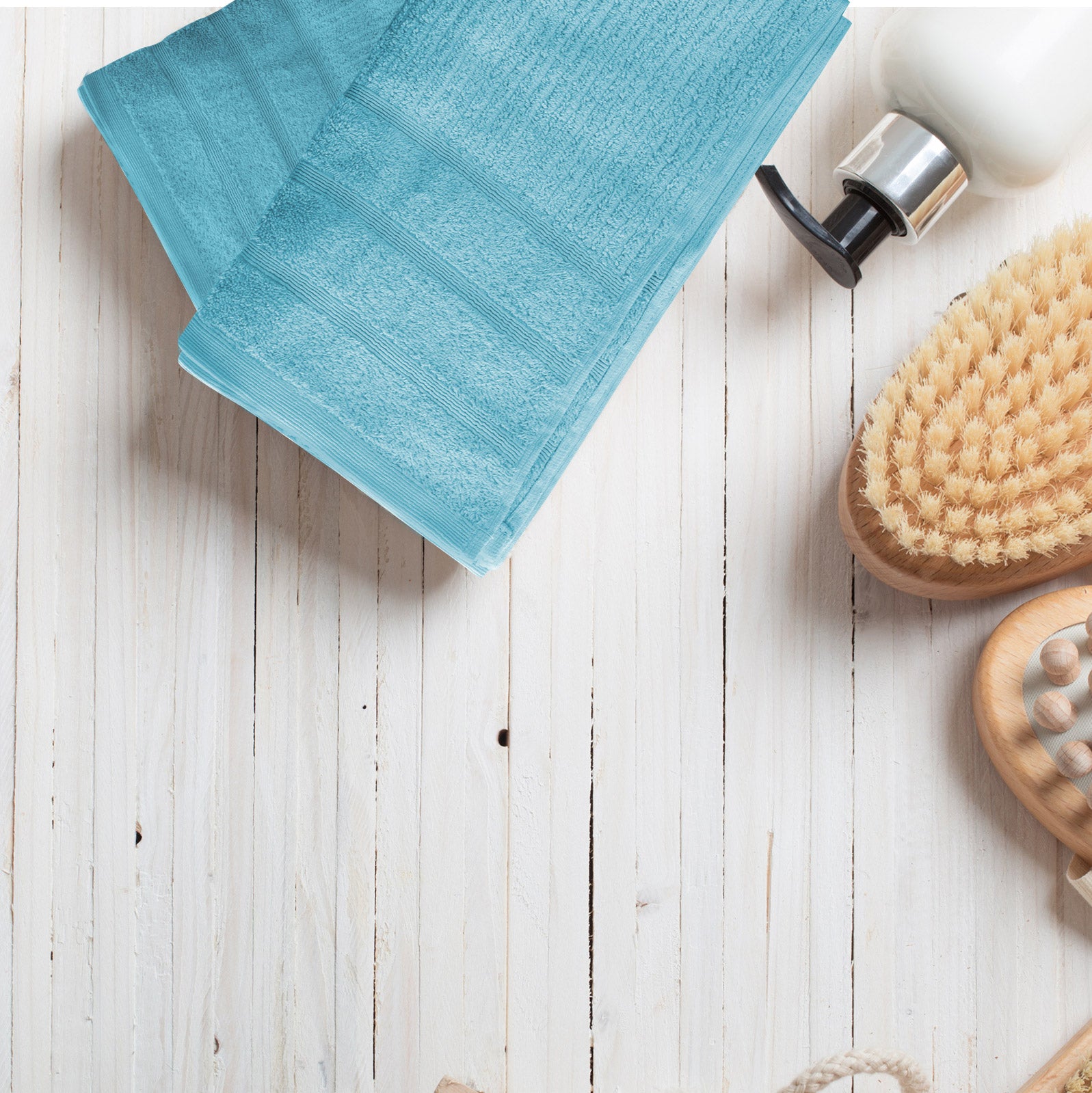 Bath Towels & Robes: Royal Comfort Eden Egyptian Cotton 600GSM 8 Piece Luxury Bath Towels Set - Aqua