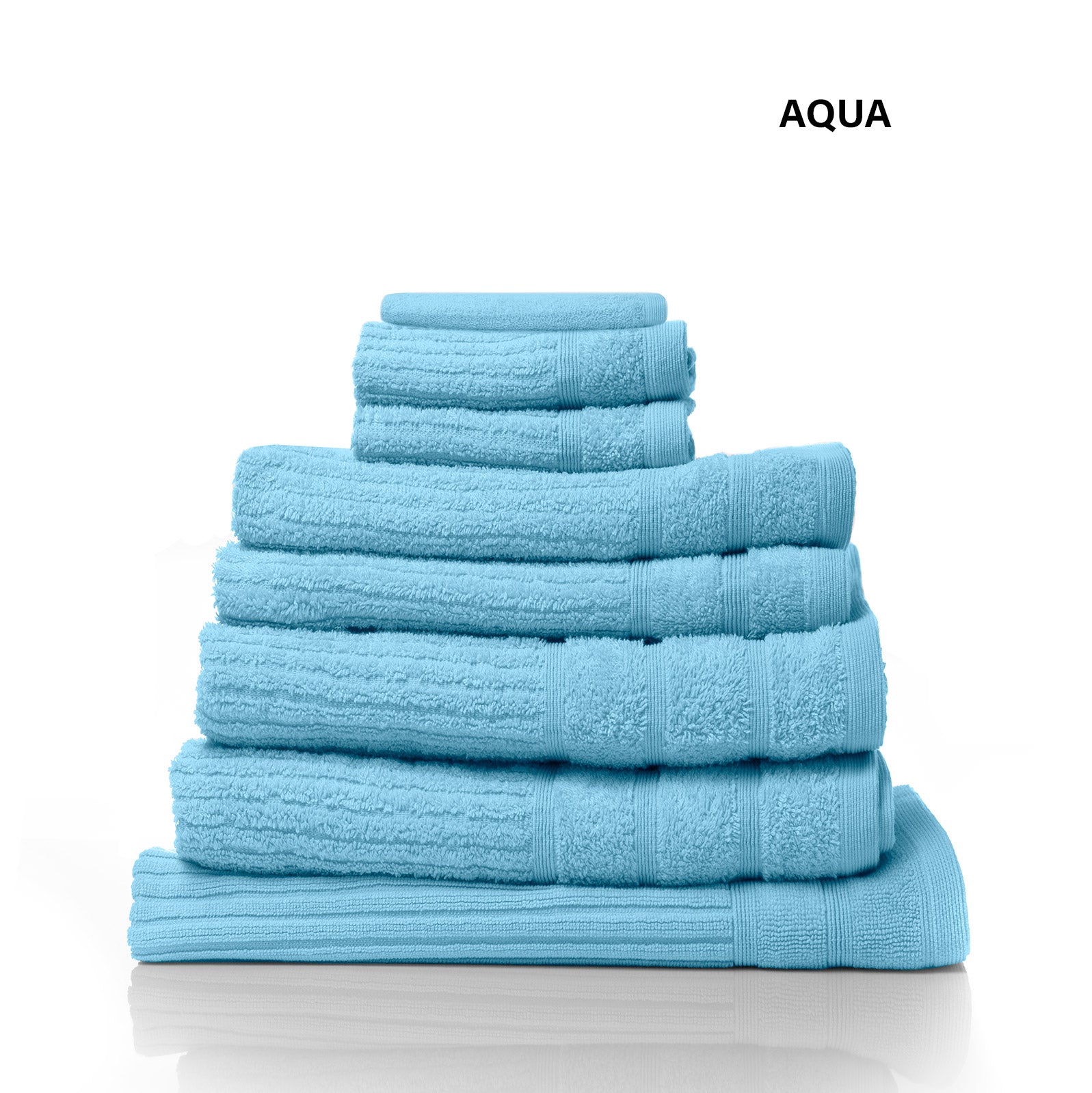 Bath Towels & Robes: Royal Comfort Eden Egyptian Cotton 600GSM 8 Piece Luxury Bath Towels Set - Aqua