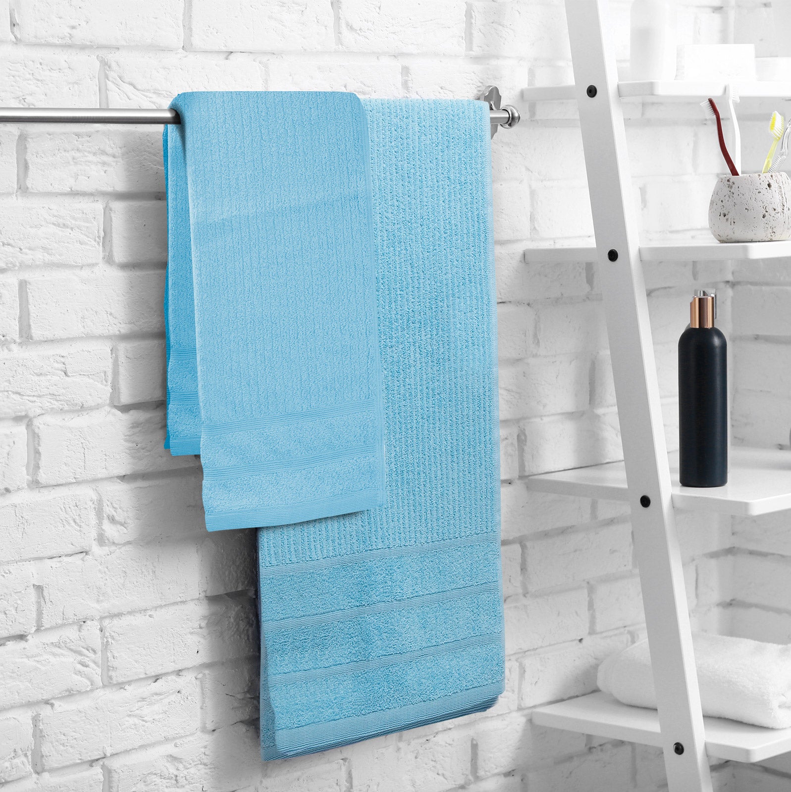 Bath Towels & Robes: Royal Comfort Eden Egyptian Cotton 600GSM 8 Piece Luxury Bath Towels Set - Aqua