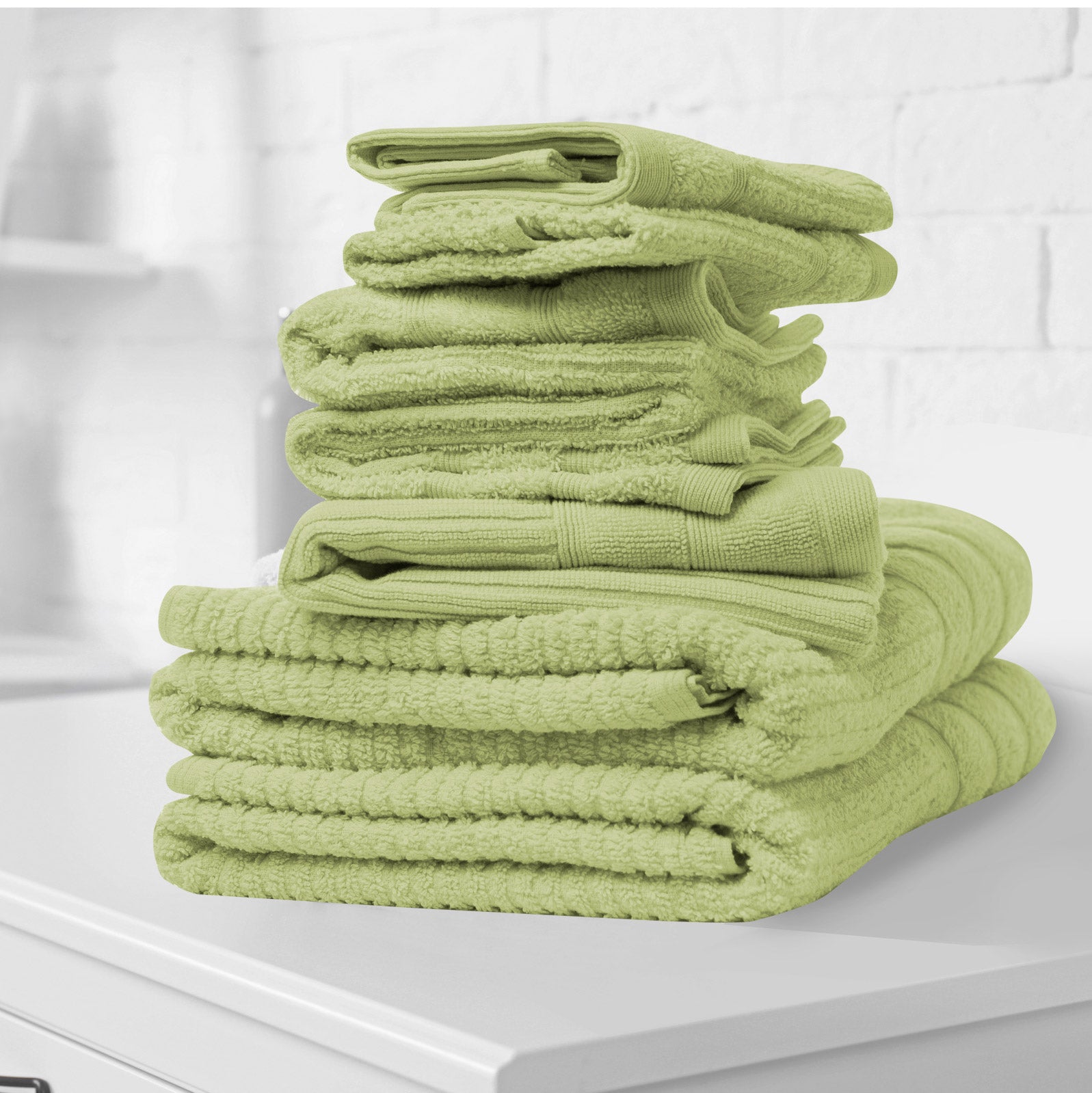 Bath Towels & Robes: Royal Comfort Eden Egyptian Cotton 600GSM 8 Piece Luxury Bath Towels Set - Spearmint