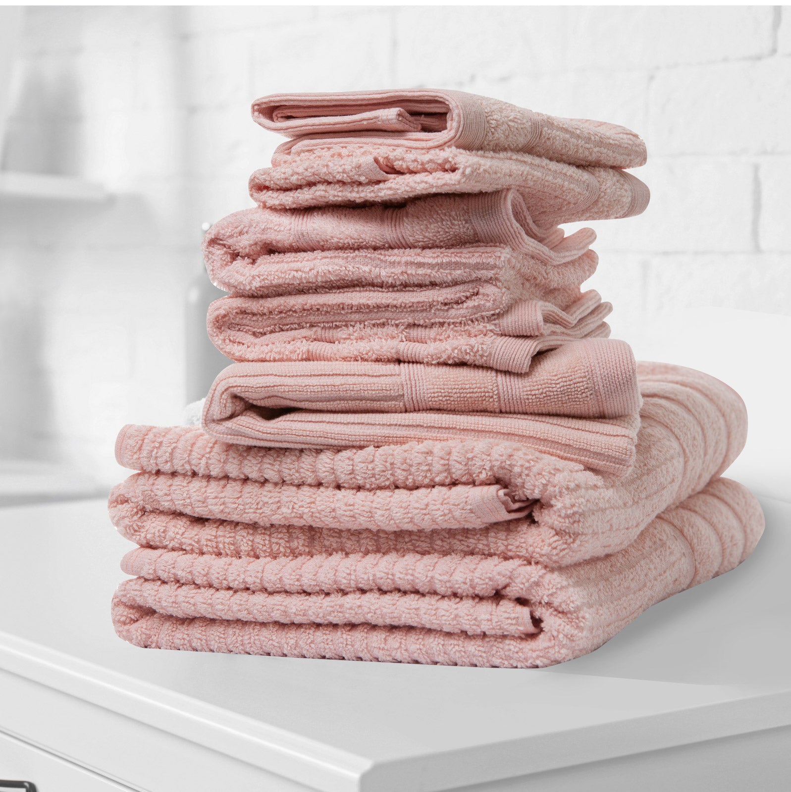 Bath Towels & Robes: Royal Comfort Eden Egyptian Cotton 600GSM 8 Piece Luxury Bath Towels Set - Blush