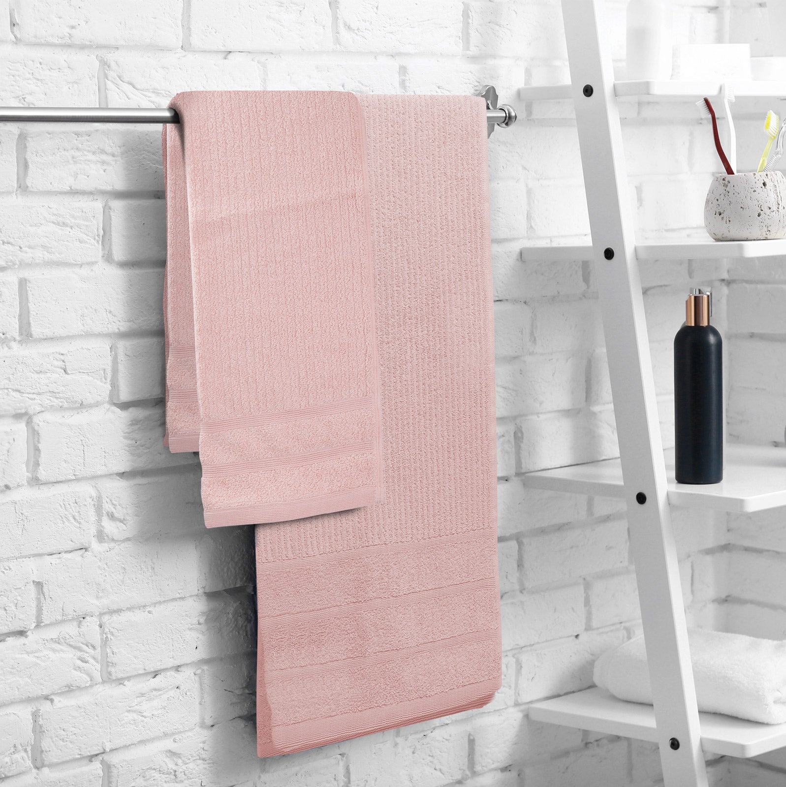 Bath Towels & Robes: Royal Comfort Eden Egyptian Cotton 600GSM 8 Piece Luxury Bath Towels Set - Blush