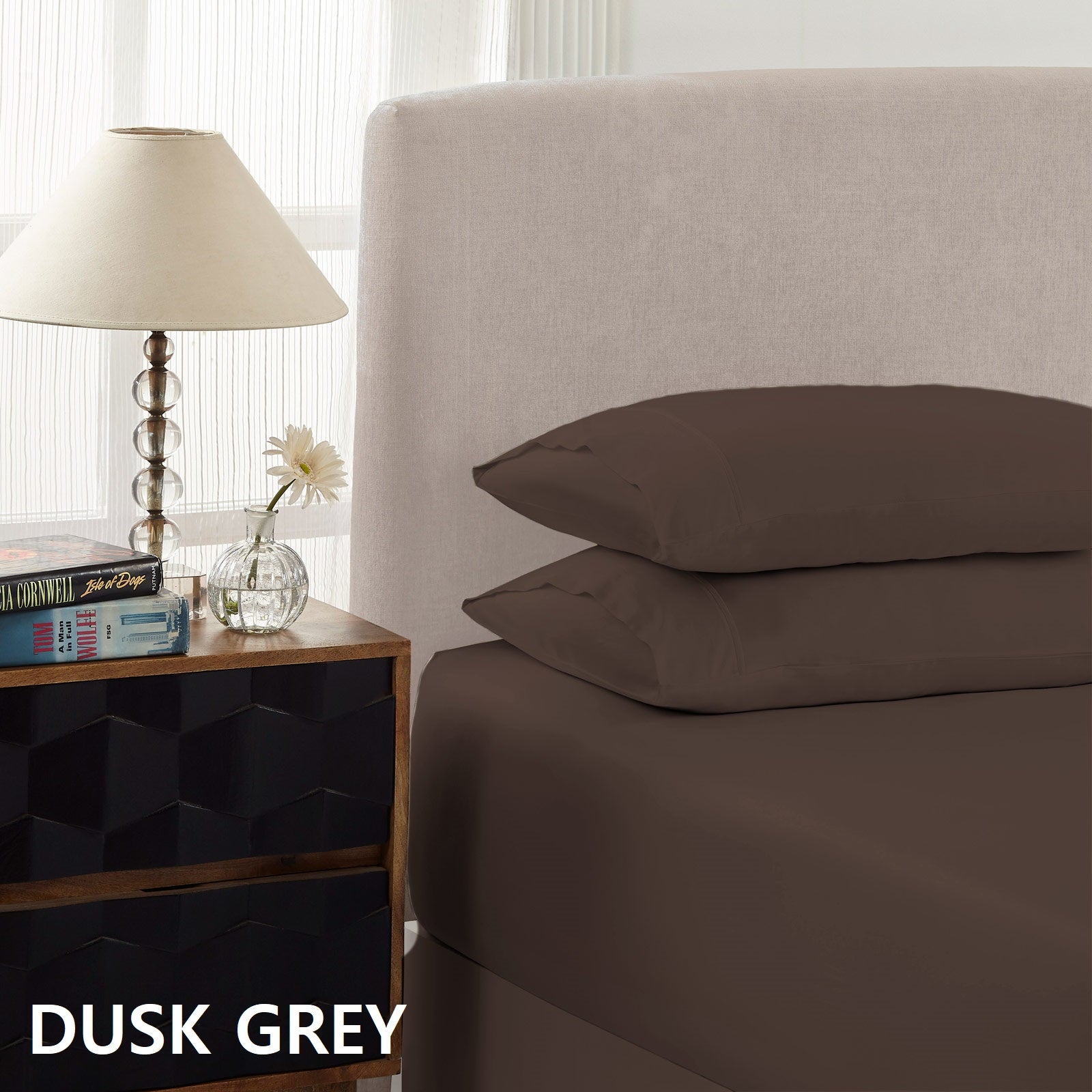 Bed Sheets: Royal Comfort 1500 Thread Count Cotton Rich Sheet Set 3 Piece Ultra Soft Bedding - Double - Dusk Grey