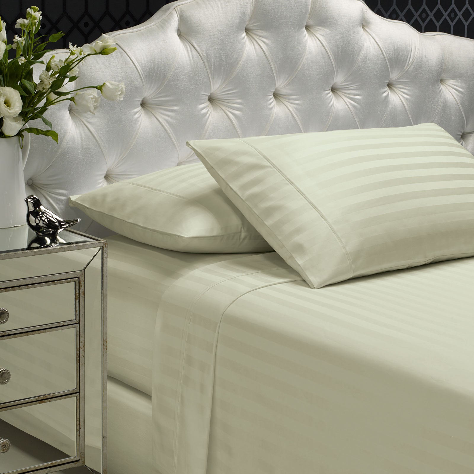 Bed Sheets: Royal Comfort 1200TC Sheet Set Damask Cotton Blend Ultra Soft Sateen Bedding - King - Pebble