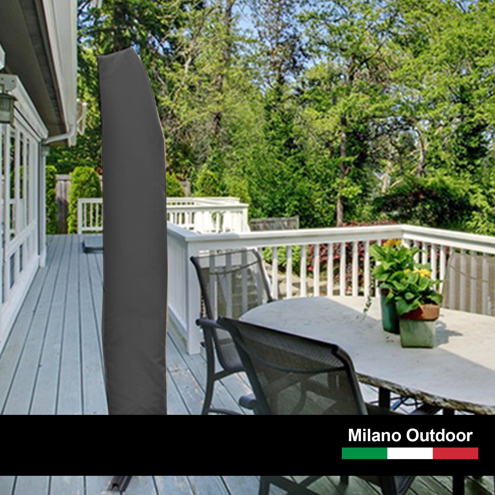 Outdoor Furniture Accessories: Milano 3M Outdoor Umbrella Cantilever With Protective Cover Patio Garden Shade - Charcoal