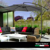 Outdoor Furniture Accessories: Milano 3M Outdoor Umbrella Cantilever With Protective Cover Patio Garden Shade - Charcoal