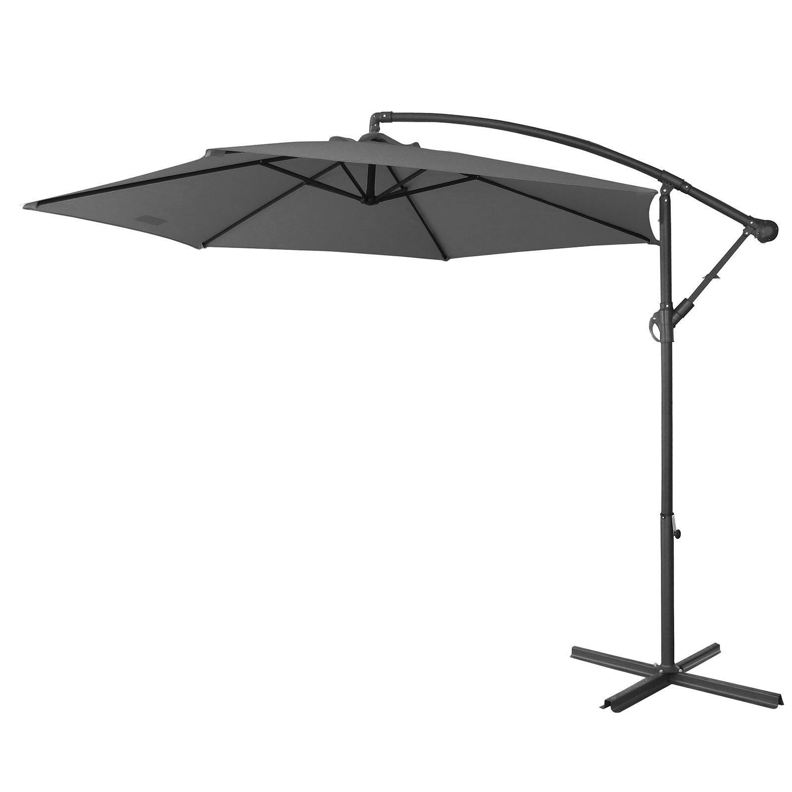Outdoor Furniture Accessories: Milano 3M Outdoor Umbrella Cantilever With Protective Cover Patio Garden Shade - Charcoal