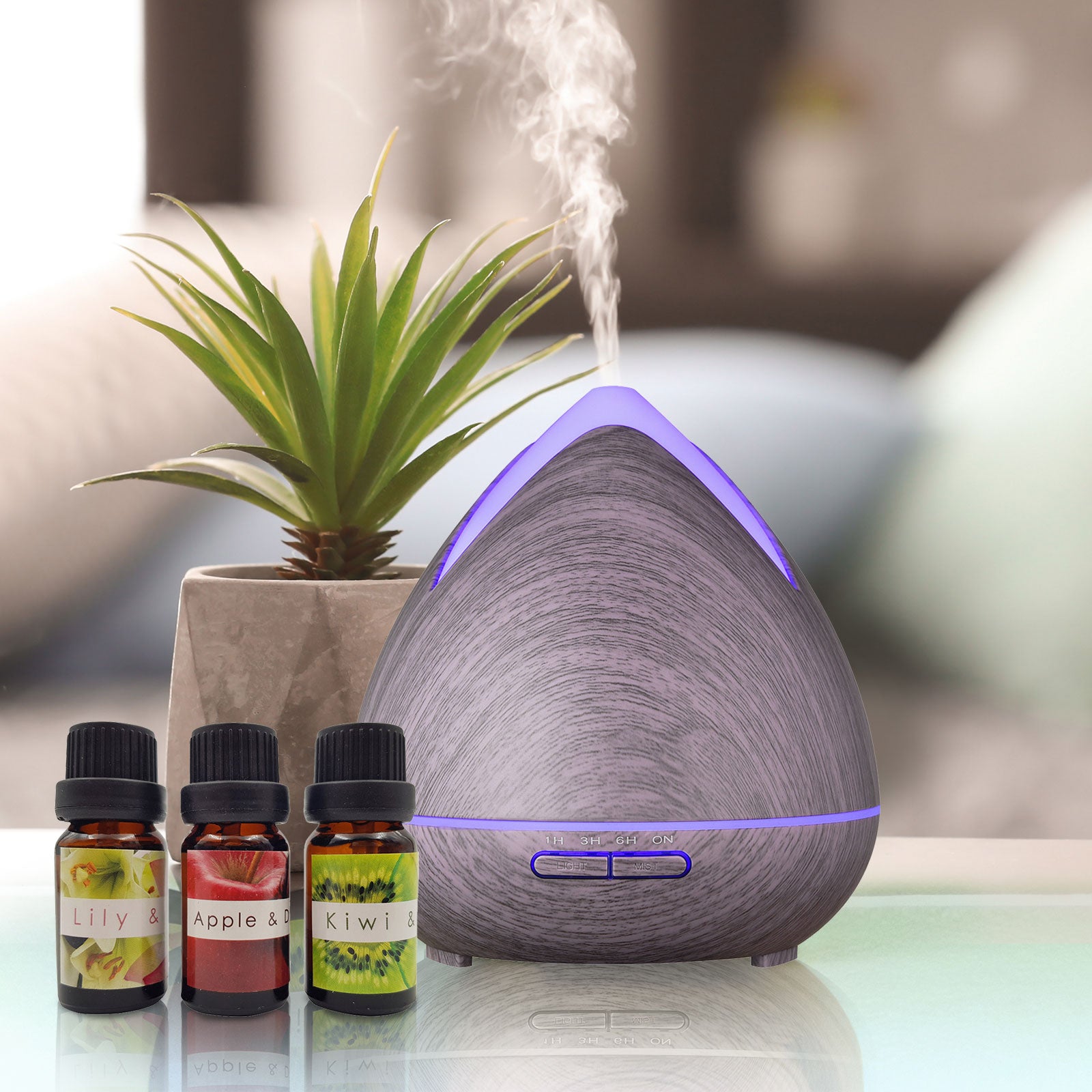 Aroma Diffusers: Essential Oils Ultrasonic Aromatherapy Diffuser Air Humidifier Purify 400ML - Violet