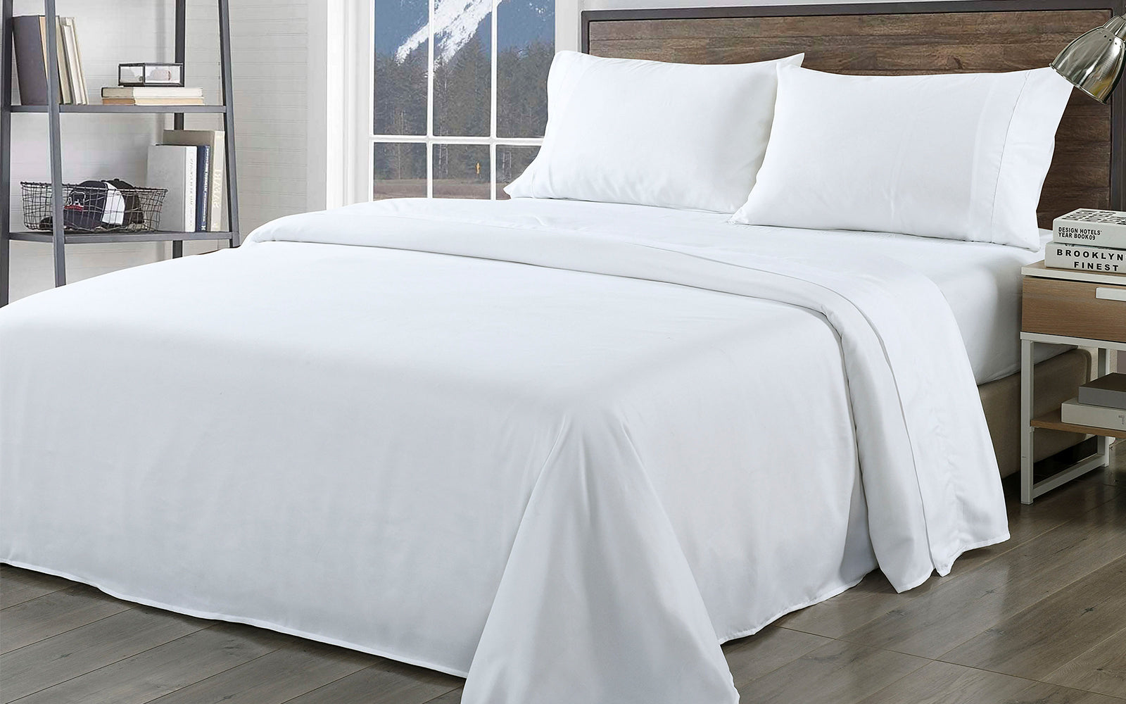 Bed Sheets: Royal Comfort Bamboo Blend Sheet Set 1000TC and Bamboo Pillows 2 Pack Ultra Soft - King - White