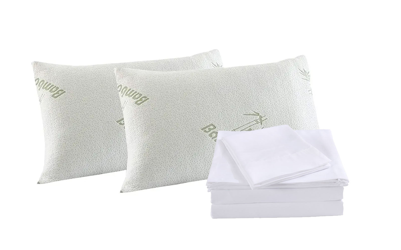 Bed Sheets: Royal Comfort Bamboo Blend Sheet Set 1000TC and Bamboo Pillows 2 Pack Ultra Soft - King - White