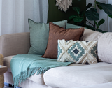 Blankets & Throws: Brighton Throw - 100% NZ Wool - Sage Striped