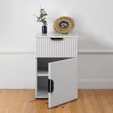 Kitchen & Dining Trolleys: PORTO BEDSIDE TABLE - WHITE - FLUTED - PULL BLACK
