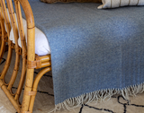 Blankets & Throws: Hampton Throw - Merino Wool Blend - Blue