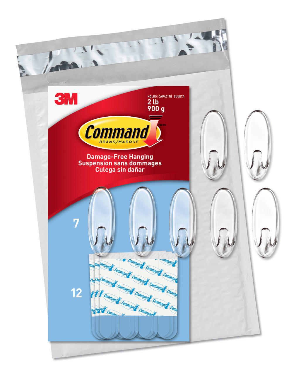 Hardware Hooks: Command Medium Clear Oval Value Pack, 7 Hooks and 12 Strips, CL091-7NA