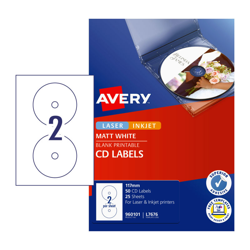 Audio Accessories: AVERY LIP Label CD/DVD L7676 Bx50