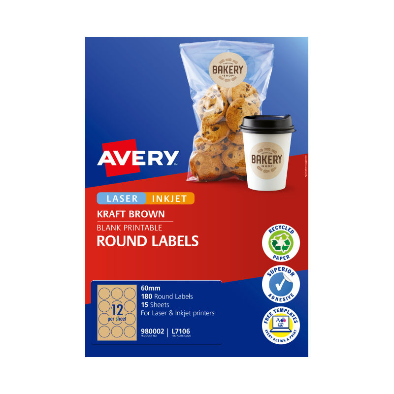 Automotive Repair & Speciality Tools: AVERY Label Rd Brn 60mm 12Up Pack of 15