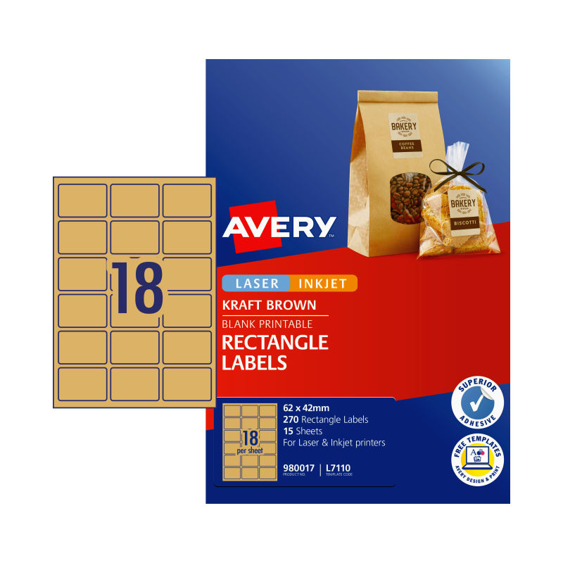 Automotive Repair & Speciality Tools: AVERY Label Rect Brn L7110 Pack of 270