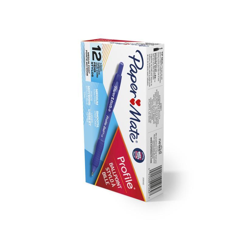 Pens & Pencils: PAPER MATE Profile Ball Pen 1.0mm Blue Box of 12