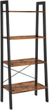 Bookcases & Shelves: Rustic brown and black steel Metal Frame 4 Tier bookshelf