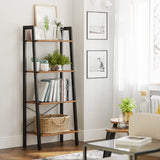 Bookcases & Shelves: Rustic brown and black steel Metal Frame 4 Tier bookshelf