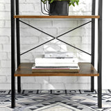 Bookcases & Shelves: Rustic brown and black steel Metal Frame 4 Tier bookshelf
