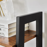 Bookcases & Shelves: Rustic brown and black steel Metal Frame 4 Tier bookshelf