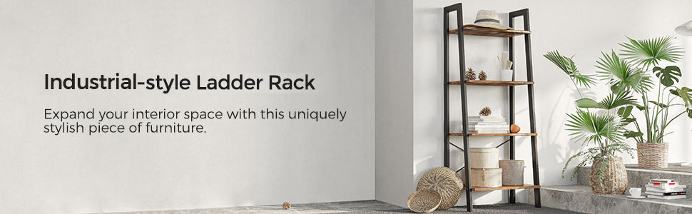 Bookcases & Shelves: Rustic brown and black steel Metal Frame 4 Tier bookshelf