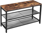 Shoe Storage: Shoe Rack with 2 Mesh Shelves, Rustic Brown and Black