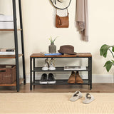 Shoe Storage: Shoe Rack with 2 Mesh Shelves, Rustic Brown and Black