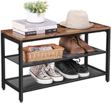 Shoe Storage: Shoe Rack with 2 Mesh Shelves, Rustic Brown and Black