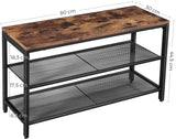 Shoe Storage: Shoe Rack with 2 Mesh Shelves, Rustic Brown and Black