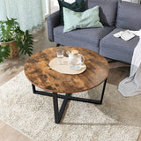 Outdoor Dining Sets: Round Coffee Table Rustic Brown and Black