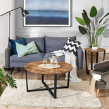 Outdoor Dining Sets: Round Coffee Table Rustic Brown and Black