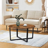Outdoor Dining Sets: Round Coffee Table Rustic Brown and Black