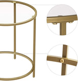 Side Tables: Gold Round Side Table with Golden Metal Frame Robust and Stable