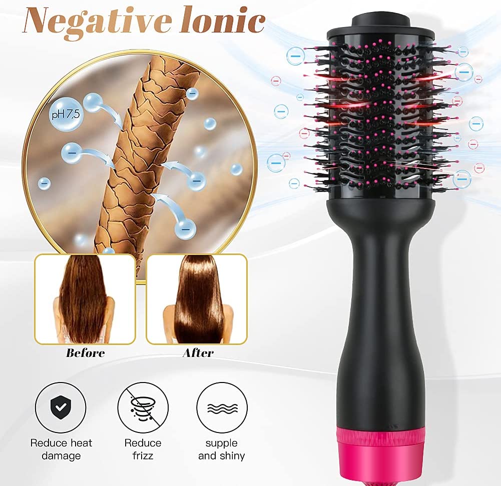 Hair Styling Tools: Hot Air One-Step Hair Dryer Negative Ion Anti-Frizz Blowout for Drying,Straightening, Curling and Volumizer (AU Plug)