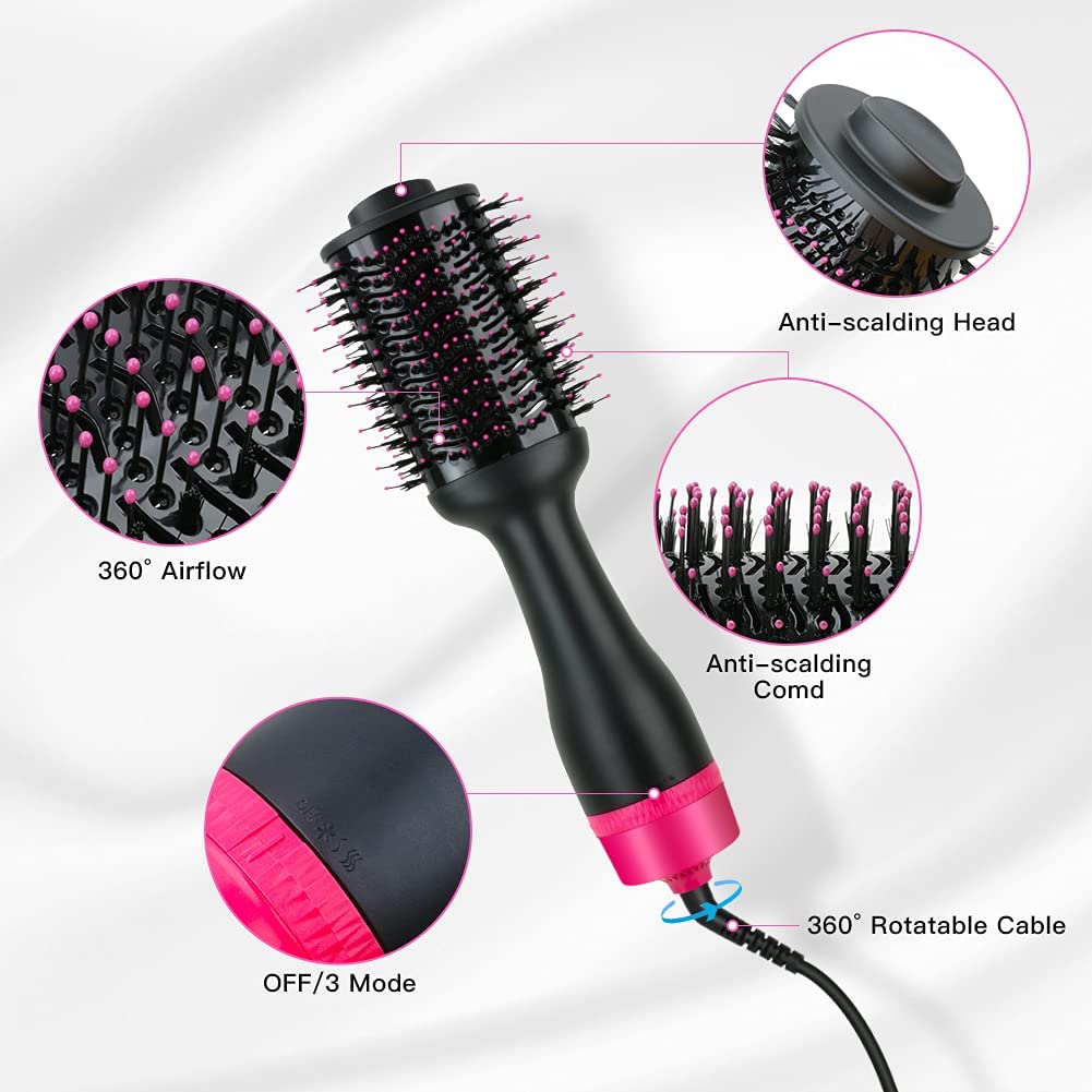 Hair Styling Tools: Hot Air One-Step Hair Dryer Negative Ion Anti-Frizz Blowout for Drying,Straightening, Curling and Volumizer (AU Plug)