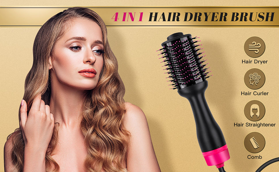 Hair Styling Tools: Hot Air One-Step Hair Dryer Negative Ion Anti-Frizz Blowout for Drying,Straightening, Curling and Volumizer (AU Plug)