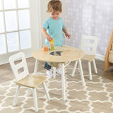 Outdoor Dining Sets: Round Table and 2 Chair Set for children (White Natural)