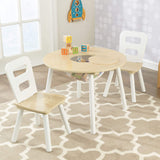 Outdoor Dining Sets: Round Table and 2 Chair Set for children (White Natural)
