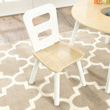 Outdoor Dining Sets: Round Table and 2 Chair Set for children (White Natural)