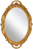 Mirrors: Oval Antique Gold 25 x 38 cm Vintage Carved Hanging Wall Mirror for Bedroom and Living-Room