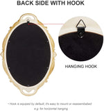 Mirrors: Oval Antique Gold 25 x 38 cm Vintage Carved Hanging Wall Mirror for Bedroom and Living-Room
